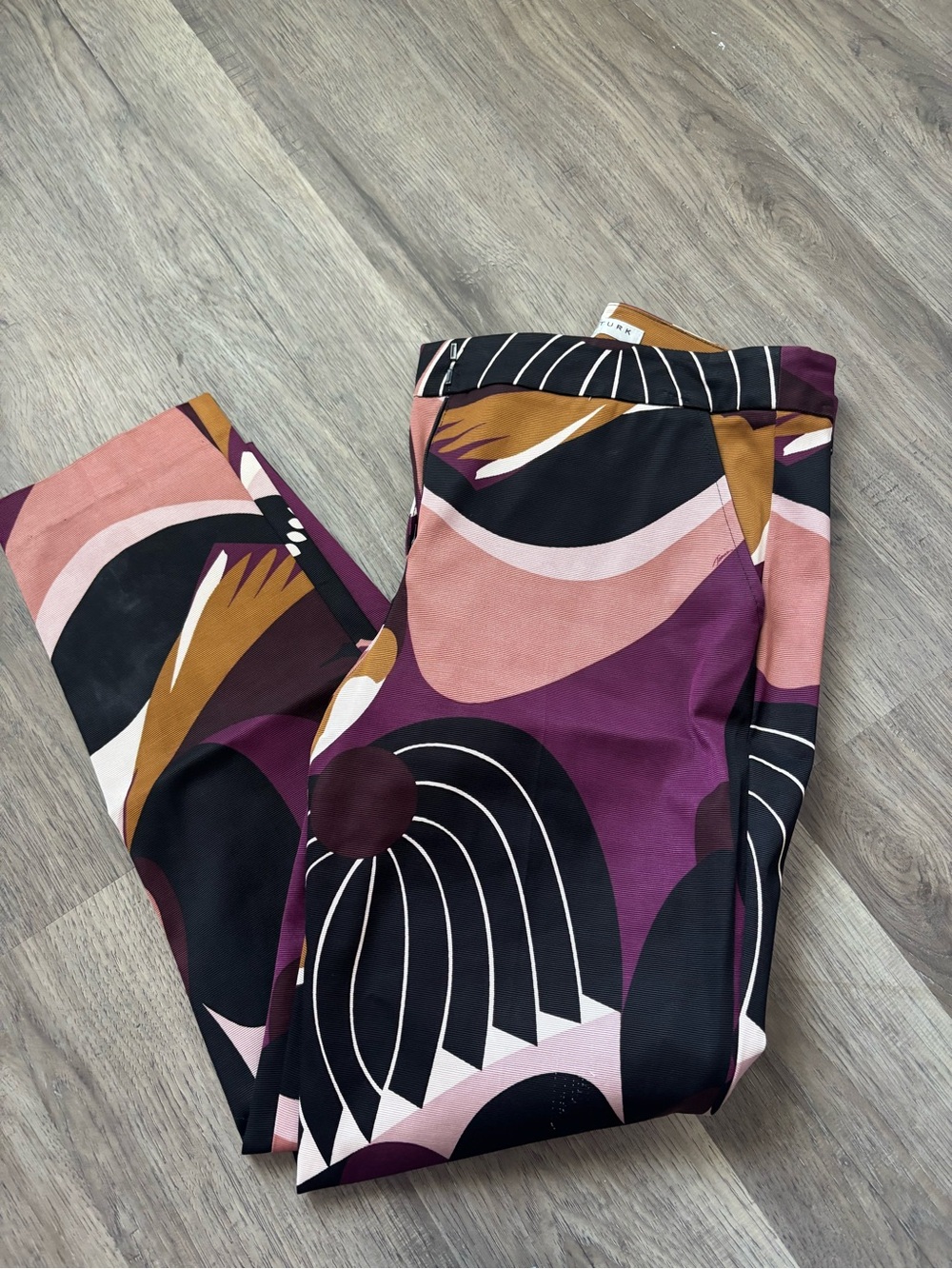 Trina Turk Multicolor Abstract Print Trousers - Plum, Pink, Black, Mustard
